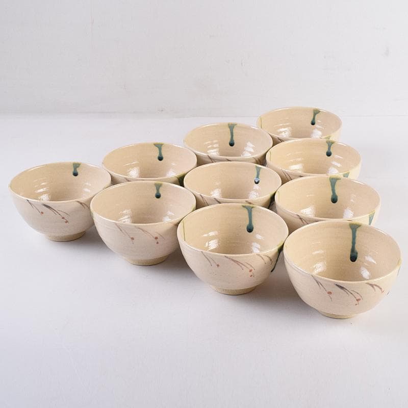 茶道具　山月窯　川本了生造　弥七田織部　数茶碗　十客　共箱　V　R8880B