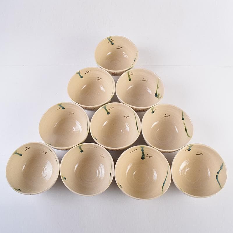 茶道具　山月窯　川本了生造　弥七田織部　数茶碗　十客　共箱　V　R8880B