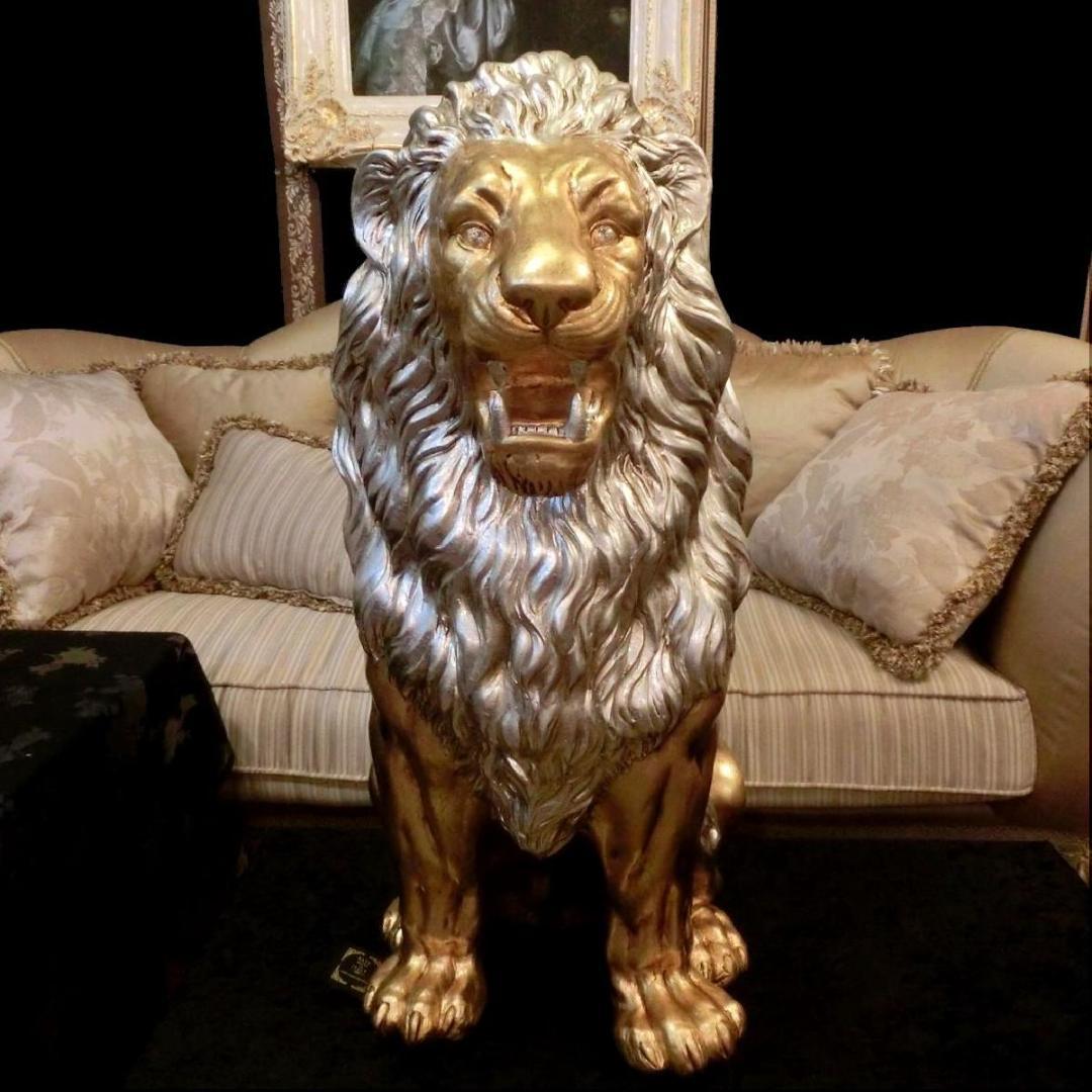 イタリア製　アニマルオブジェ　ゴールドライオン