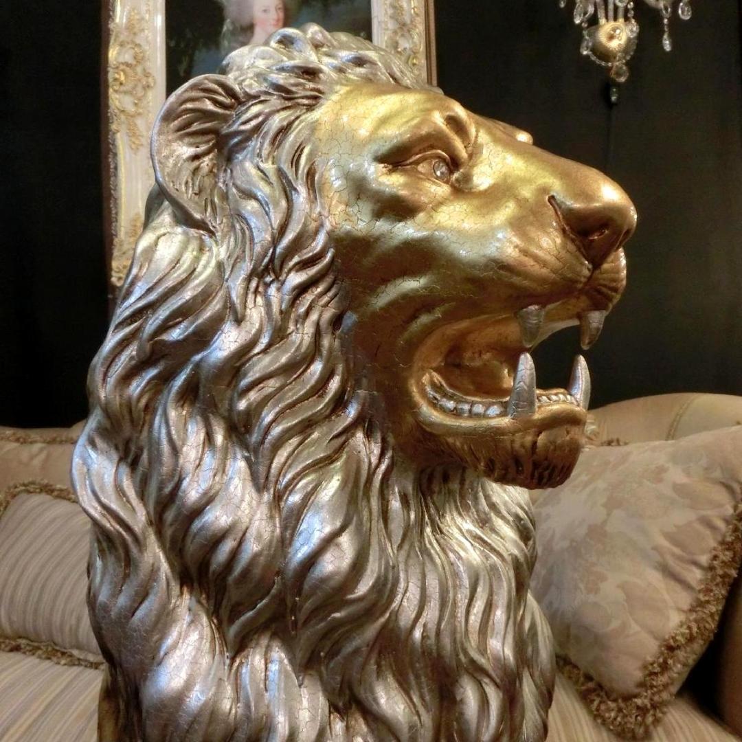 イタリア製　アニマルオブジェ　ゴールドライオン