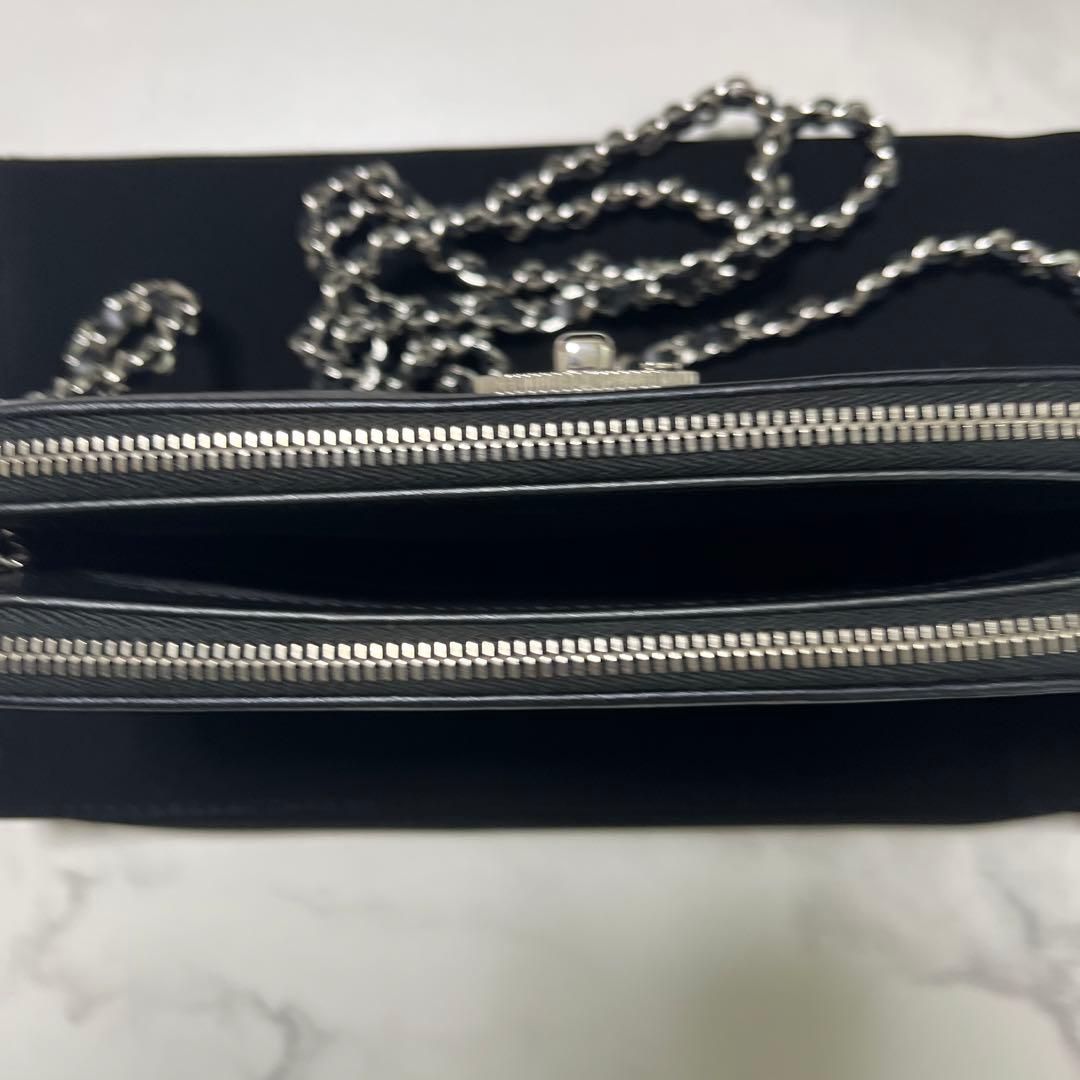 R　CHANEL チェーンウオレットキャビアスキン　ブラック