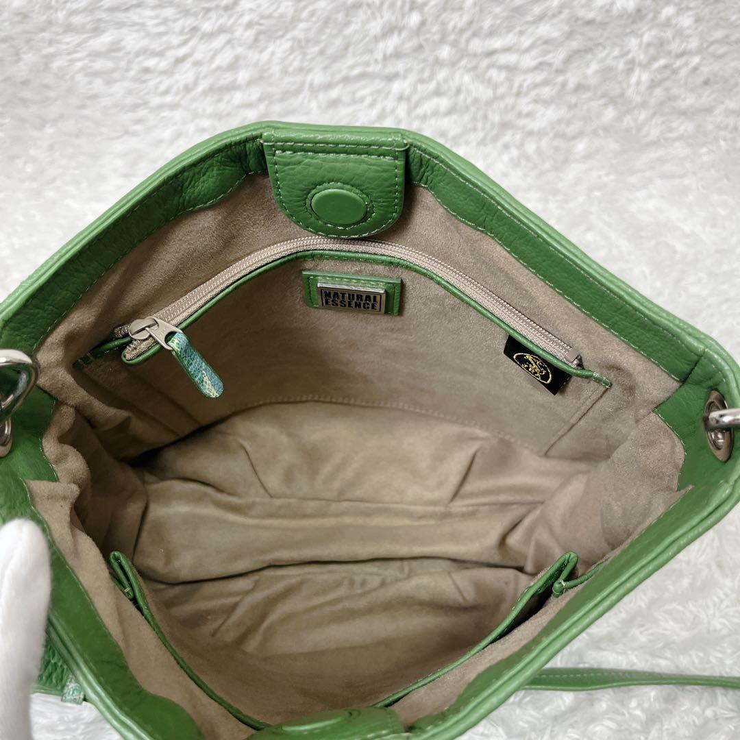 ナチュラルエッセンス　パイソン　JRA ショルダーバッグ　グリーン　エキゾチック