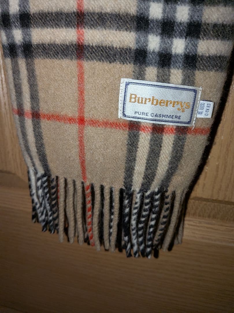 未使用　90's Burberrys カシミヤ チェックマフラー カシミヤ
