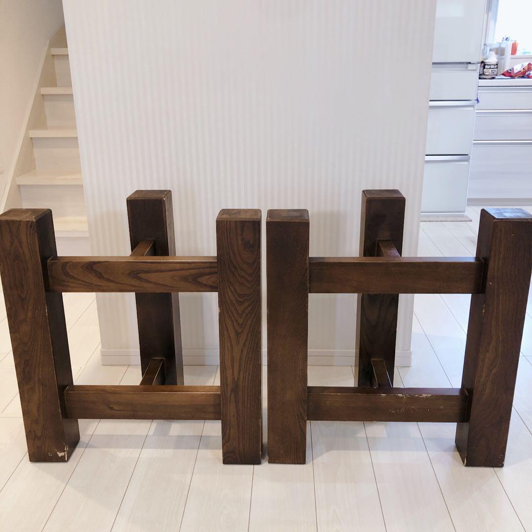 一枚板 ダイニングテーブル用 木製脚 ダークブラウン