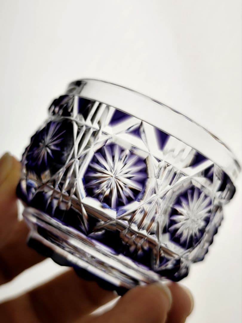 超希少品☆未使用美品 黒木国昭 薩摩切子 猪口 紫（切子 江戸切子 薩摩切子）