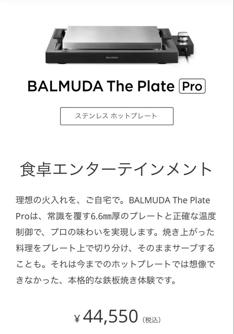【新品未使用】BALMUDA The plate pro