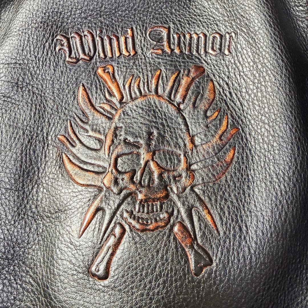 美品⭐️Wind Armor 茶芯 立体スカル&ファイヤーパターン ライダース