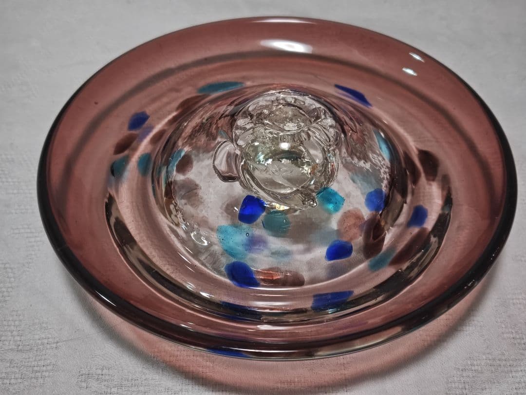 奥原硝子製造所　桃原正男　蓋付収納鉢　新品未使用　琉球ガラス