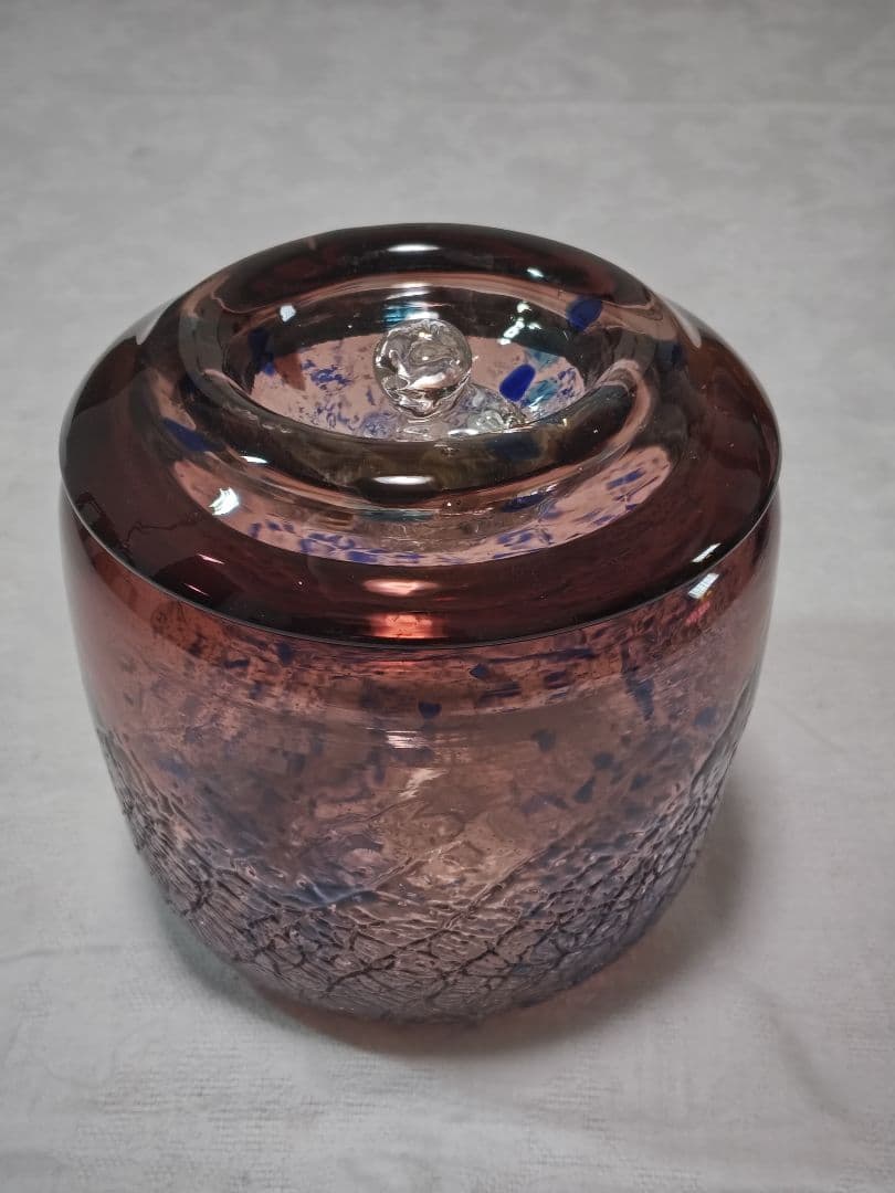 奥原硝子製造所　桃原正男　蓋付収納鉢　新品未使用　琉球ガラス