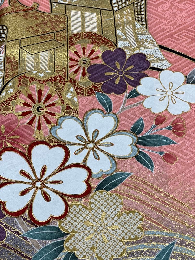 小柄な方に　振り袖　フルセット　別誂長襦袢付　ピンク　成人式　金彩　刺繍　707