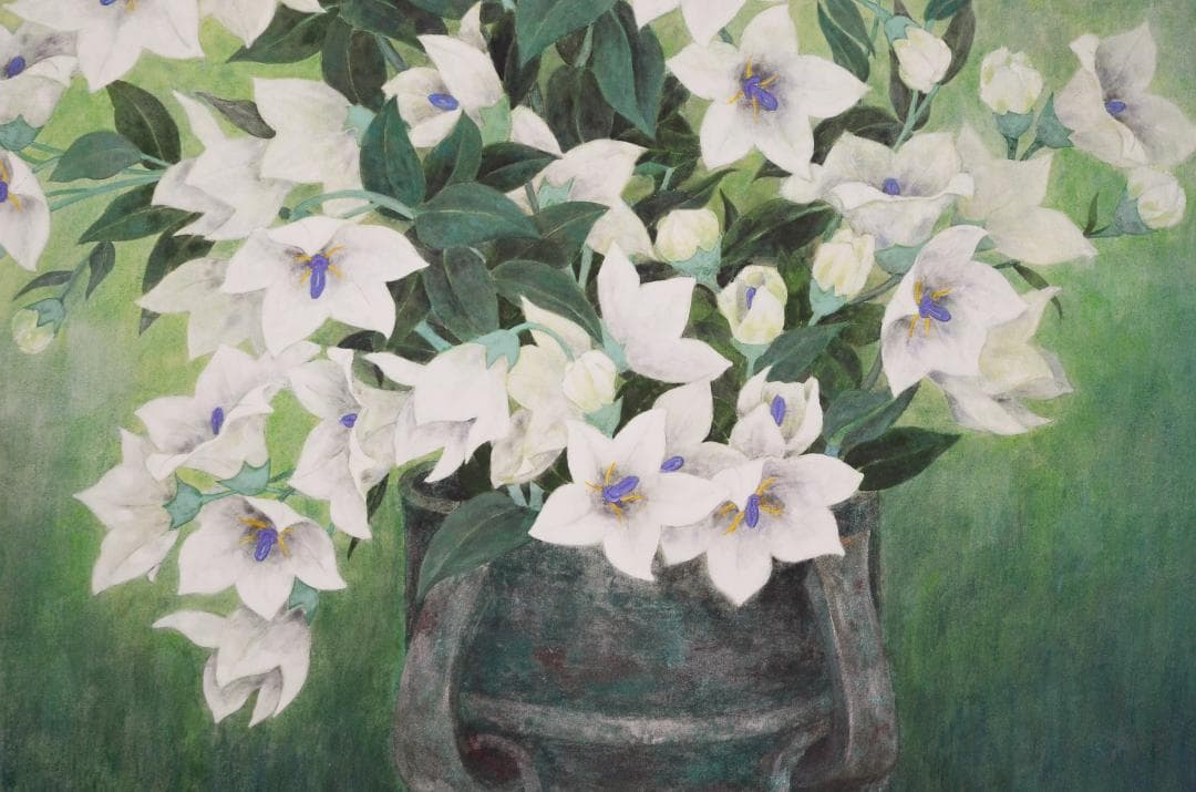 【作品名 「桔梗」 岩絵の具 日本画 】東山魁夷の流派