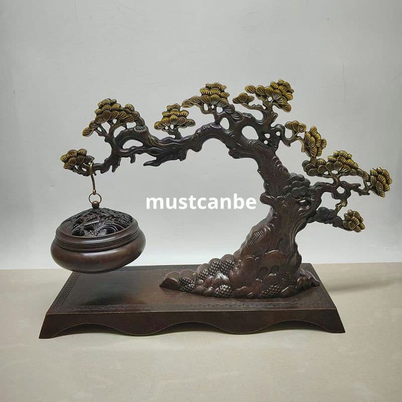 銅器 迎客松弔炉 薫香炉 装飾品 工芸品 置物