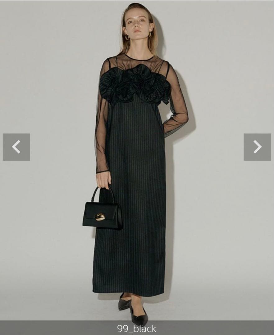 Wavy frill bustier stripe dress リルアー