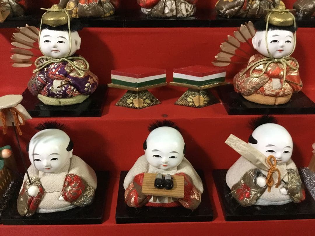 三越◆ミニ雛人形 ガラスケース入り◆ビンテージ 薬玉 木目込人形