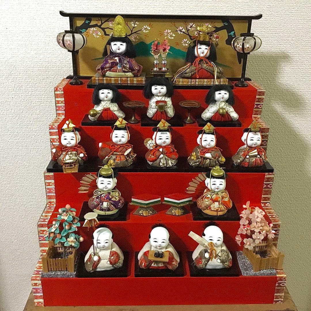 三越◆ミニ雛人形 ガラスケース入り◆ビンテージ 薬玉 木目込人形