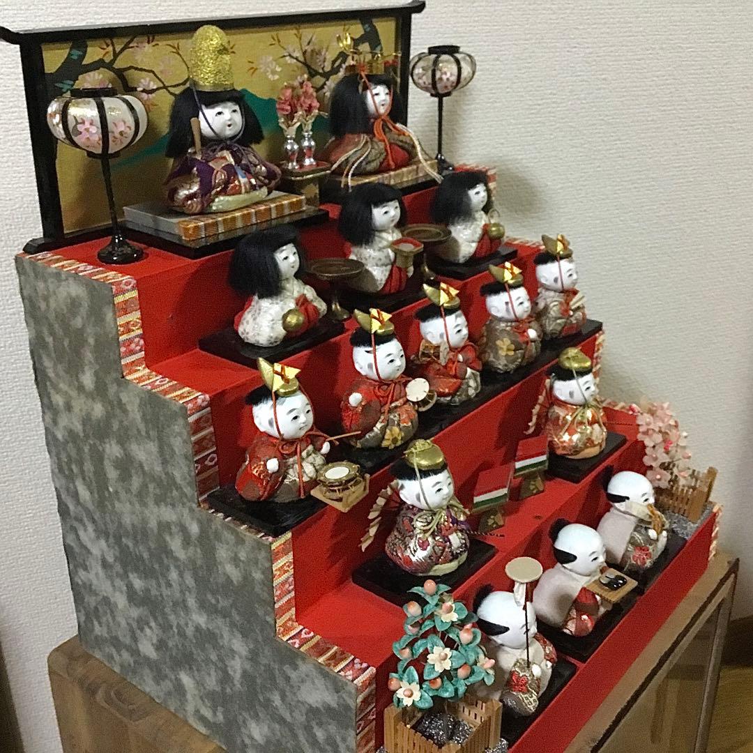 三越◆ミニ雛人形 ガラスケース入り◆ビンテージ 薬玉 木目込人形
