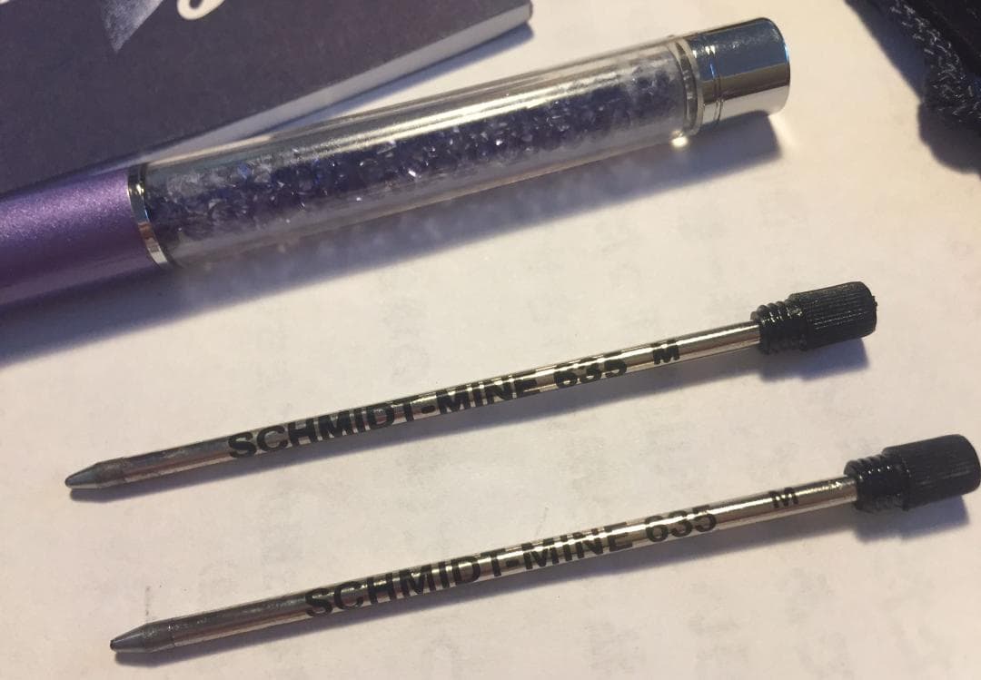 新品未使用スワロフスキー・ボールペン２本セット・ローゼ&パープル・付属ポーチ付