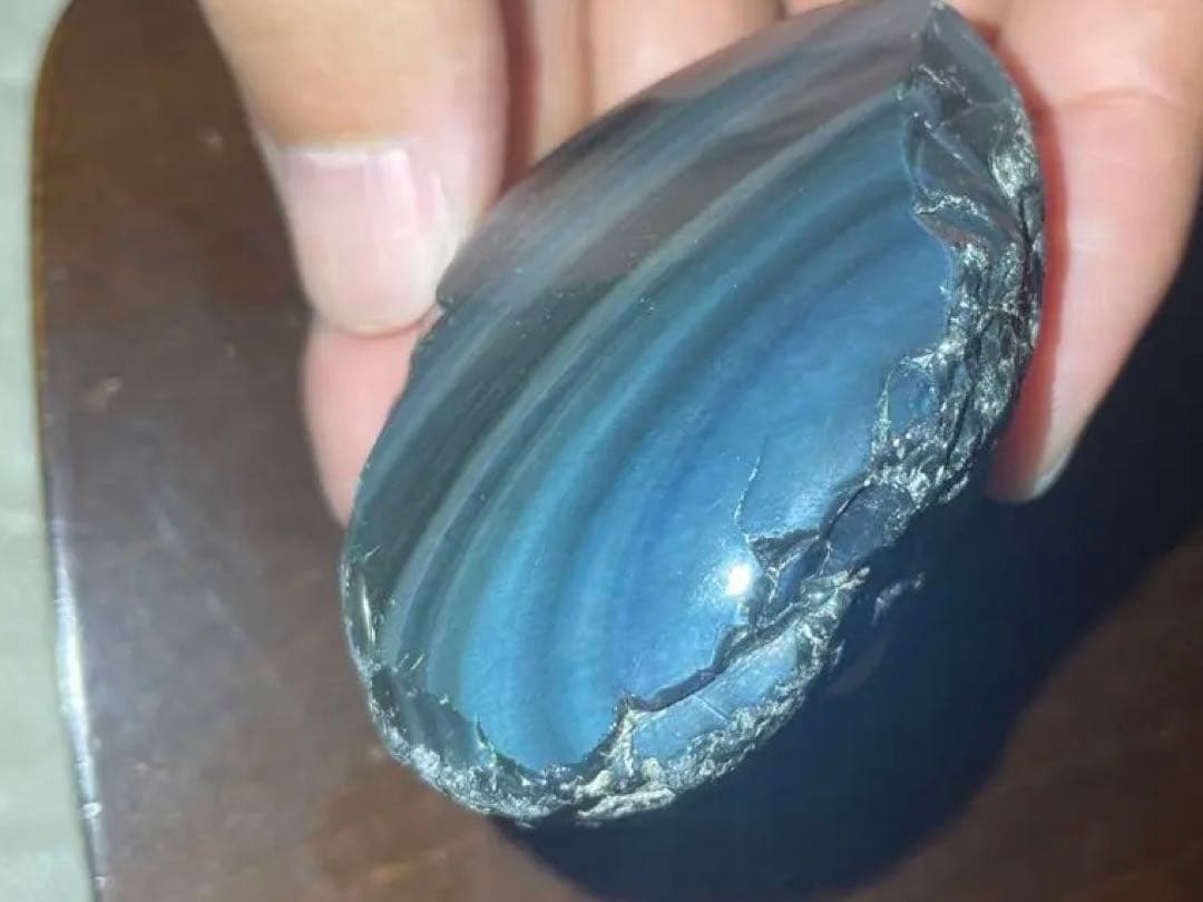 研磨品　十勝石玲瓏特級品　ブルーベースレインボーオブシディアン