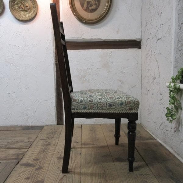イギリス アンティーク 家具 ダイニングチェア 張りぐるみ椅子 英国 4207d