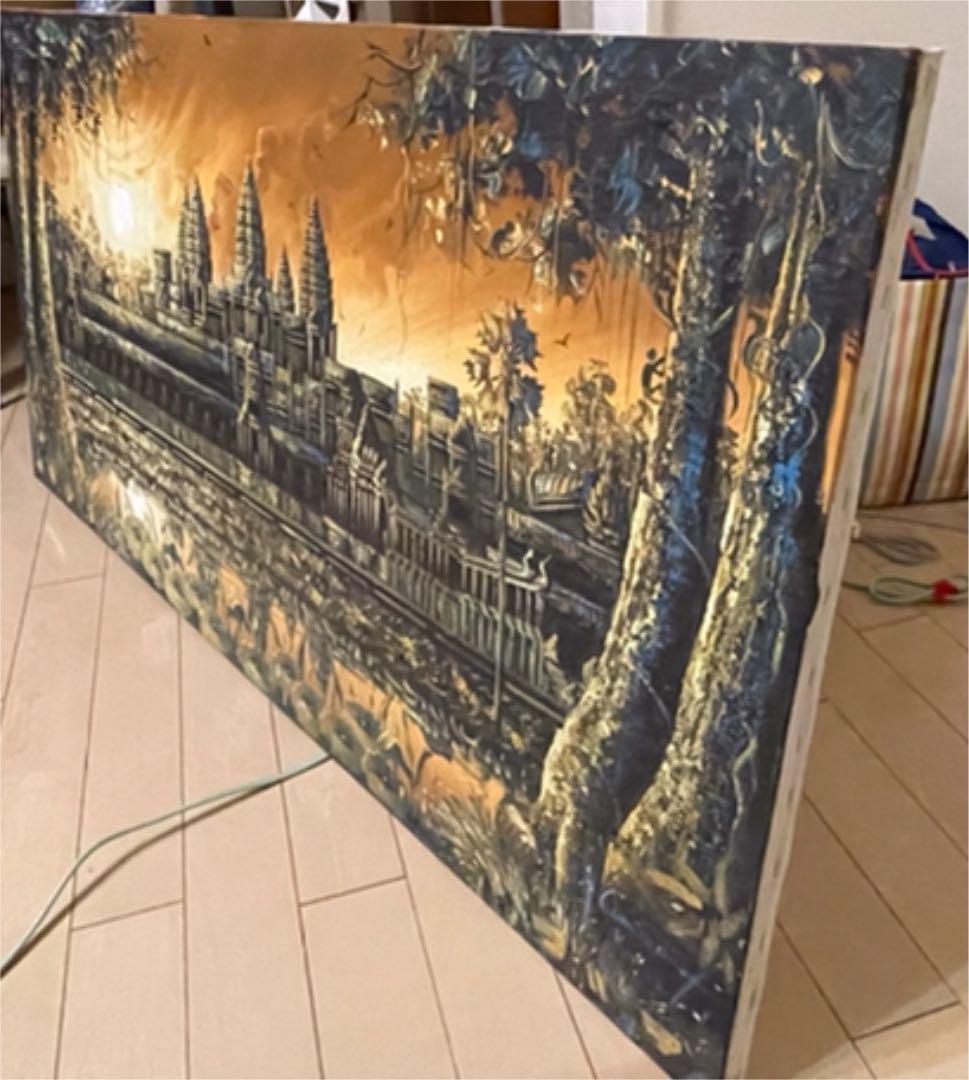 カンボジア　アンコールワット遺跡　絵画　油絵