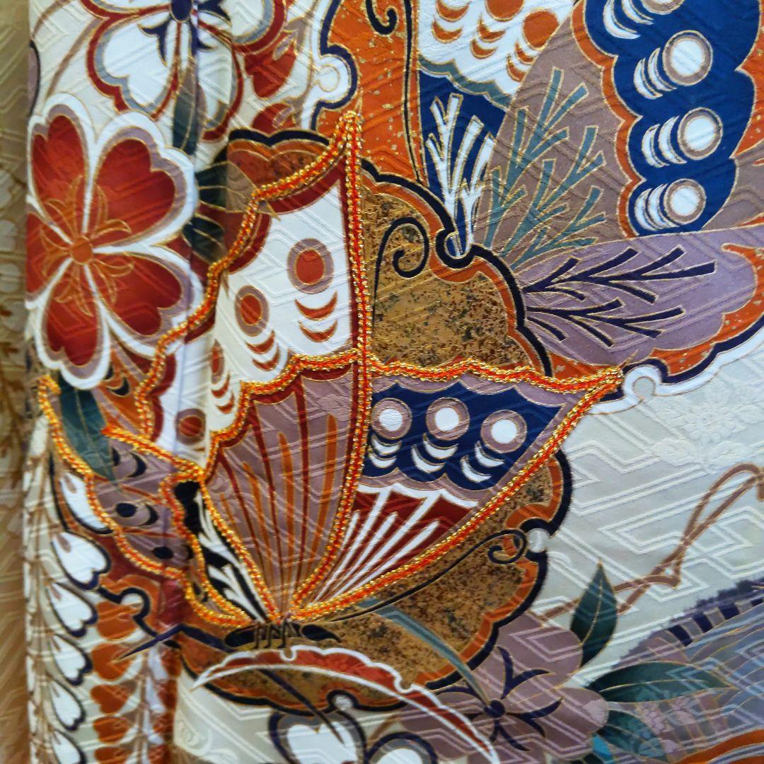 456 アイボリー　古典柄　正絹振袖7点フルセット　成人式卒業式謝恩会結婚式