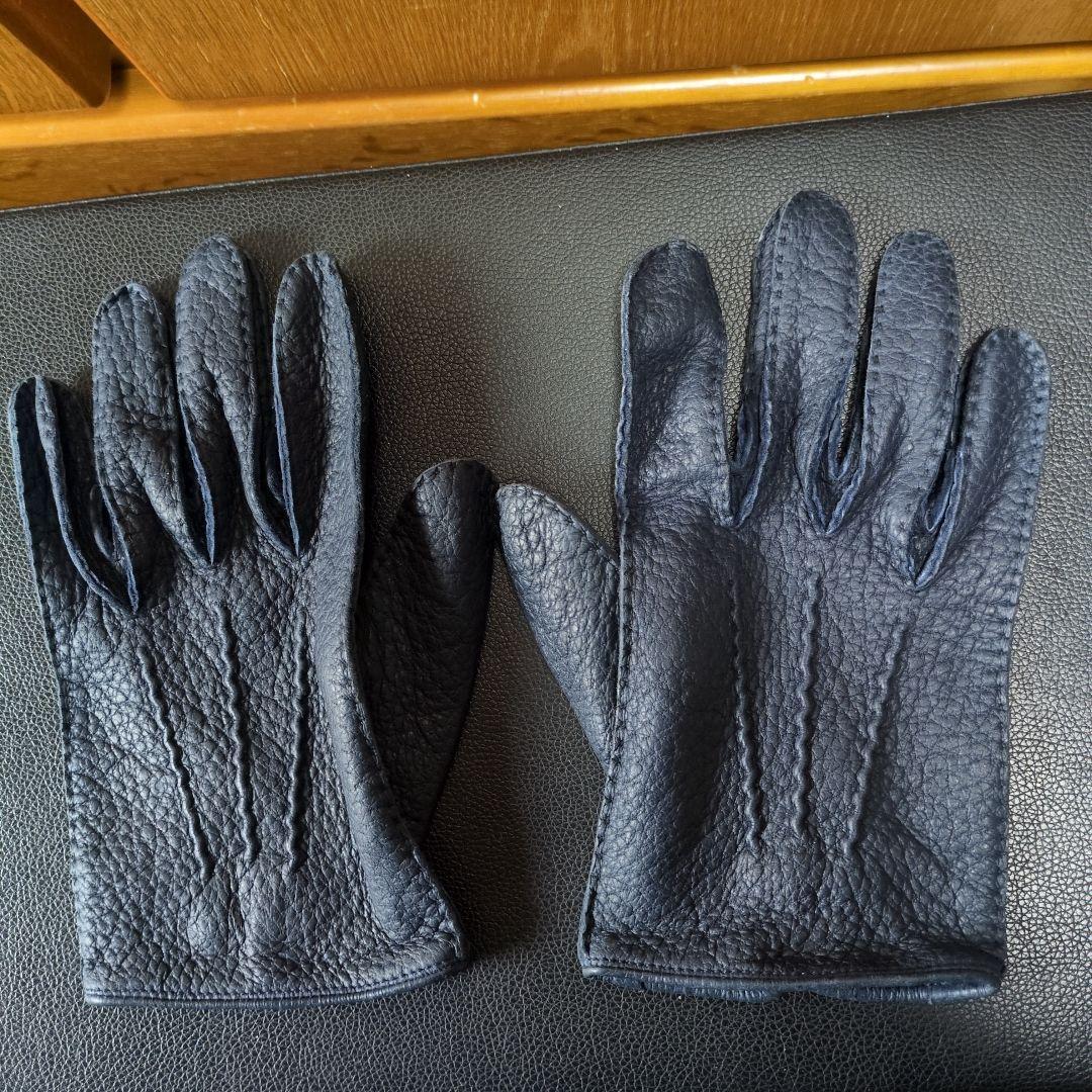 小物 DENTS MEN'S LEATHER GLOVE PECCARY NAVY