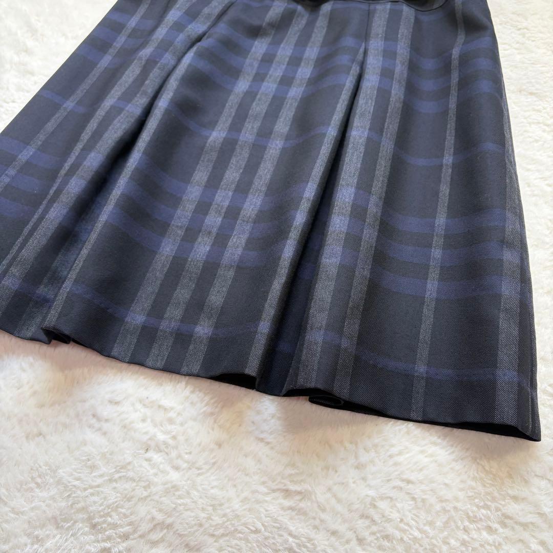 バーバリーロンドン 大きいサイズ 46 ノバチェック ベルト スカート ウール