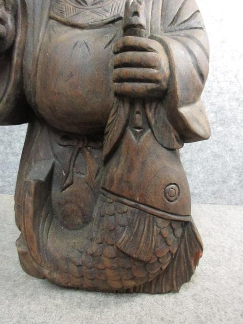 木彫り 恵比寿尊 置物 [B31526]