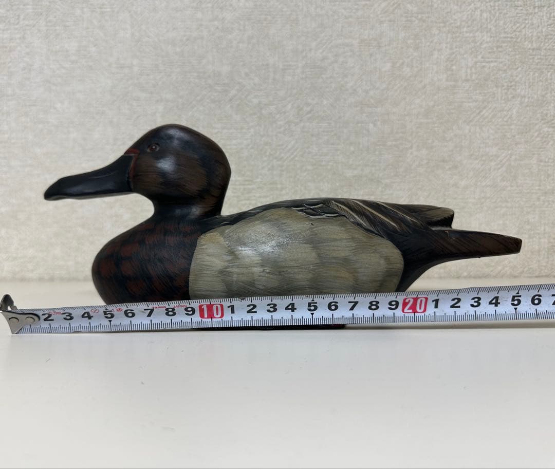 縁起物 天然木 カルガモ 鳥 木彫り置物 カモ 鴨 小鴨 水鳥 バード デコイ