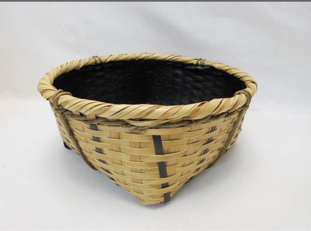 未使用 茶道具 竹宝斎造 惺斎好写 鰯籠炭斗 竹炭斗 刻印 紙箱