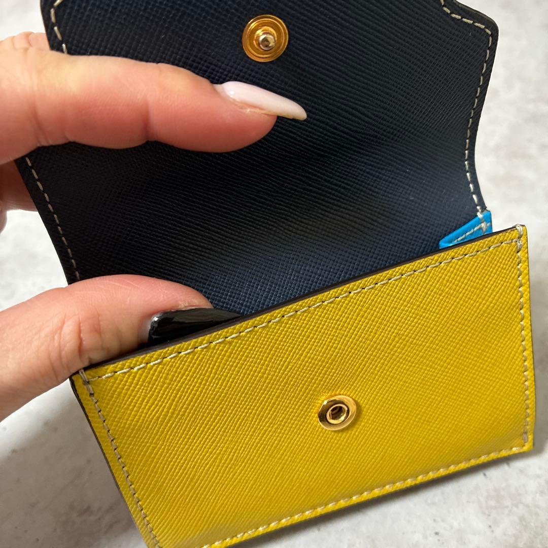 MARNI 三つ折り財布 ネイビー/イエロー