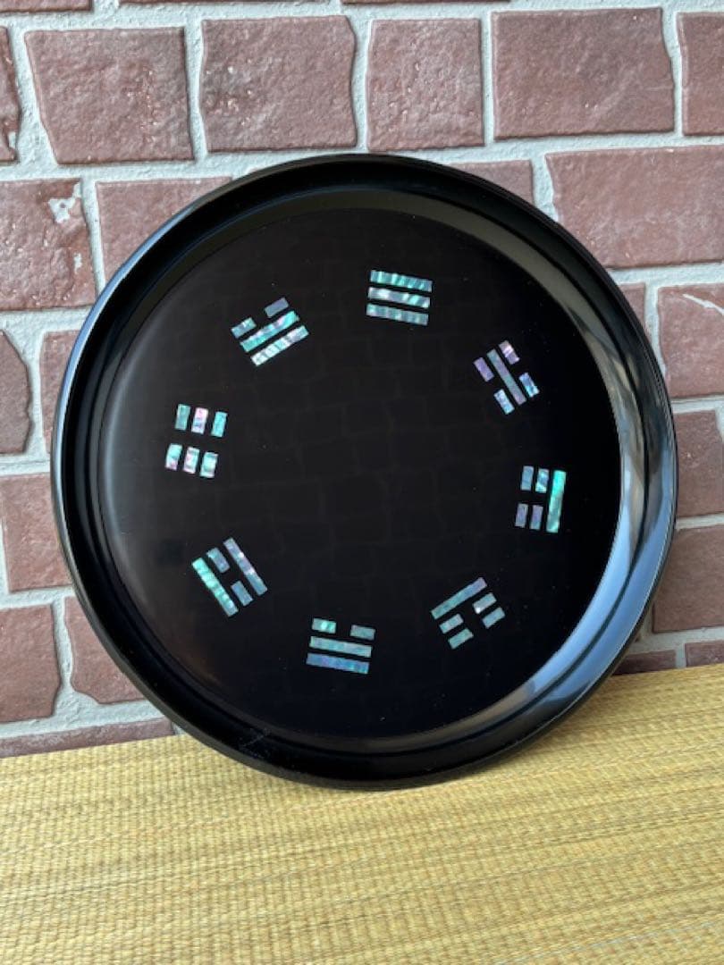 茶道具 八掛盆 木製 真塗 丸盆 螺鈿貝細工 漆器 紙箱付 ☆早いもの勝ち