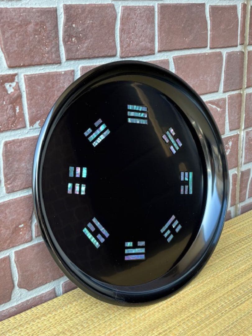 茶道具 八掛盆 木製 真塗 丸盆 螺鈿貝細工 漆器 紙箱付 ☆早いもの勝ち