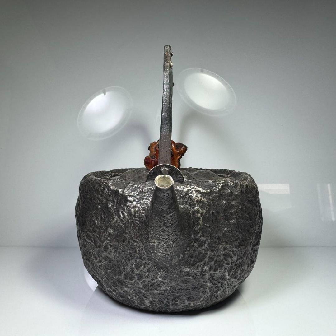 純銀製 木摘 銀瓶 箱付 湯沸 煎茶道具 工芸品 古美術品 純銀保証