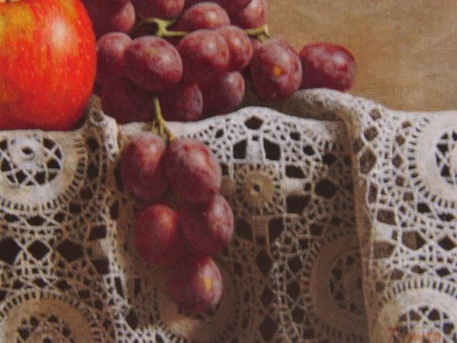 岩戸敏彦、紅玉と葡萄、希少画集画、新品高級額・額装付、状態良好