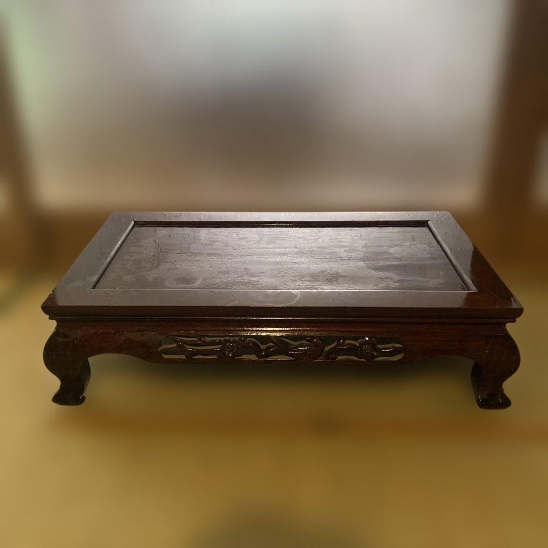 花瓶台　彫刻　ダークブラウン　木製　飾り台　置物　アジアン　床の間