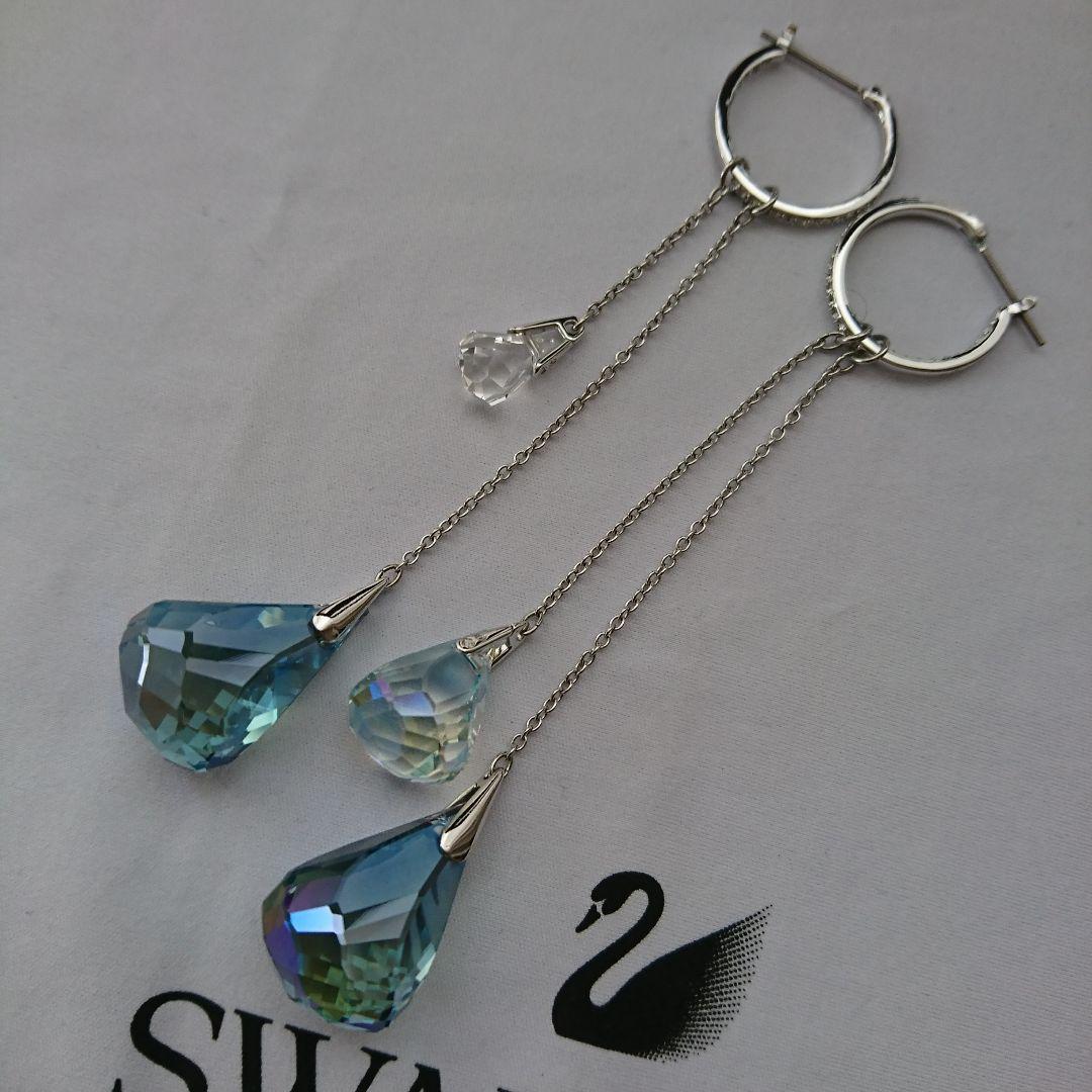 v*v様 購入に責任の持てる方のみSwarovski フープ ドロップアシンメト