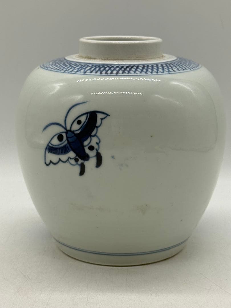 中国　清時代　染付　花卉紋壺　送料込み251020