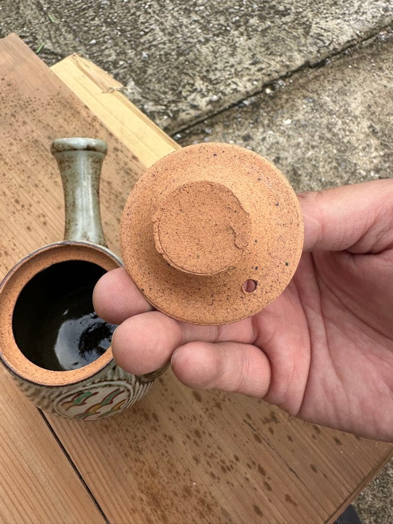 き*う様 人間国宝 島岡達三 象嵌 小急须木箱付き