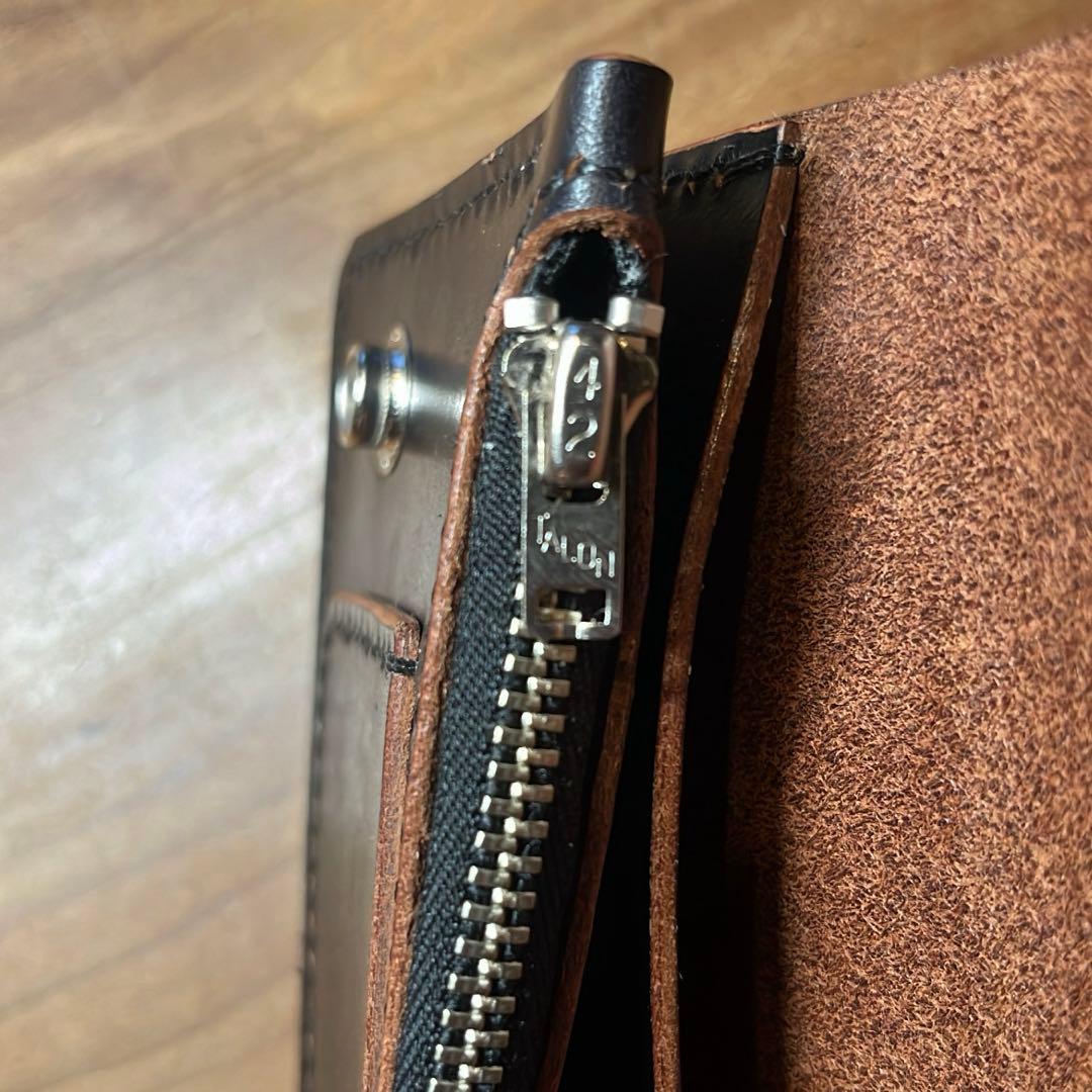 茶芯ハンドメイドトラッカーウォレット タロンジップ ウォレットチェーンセット