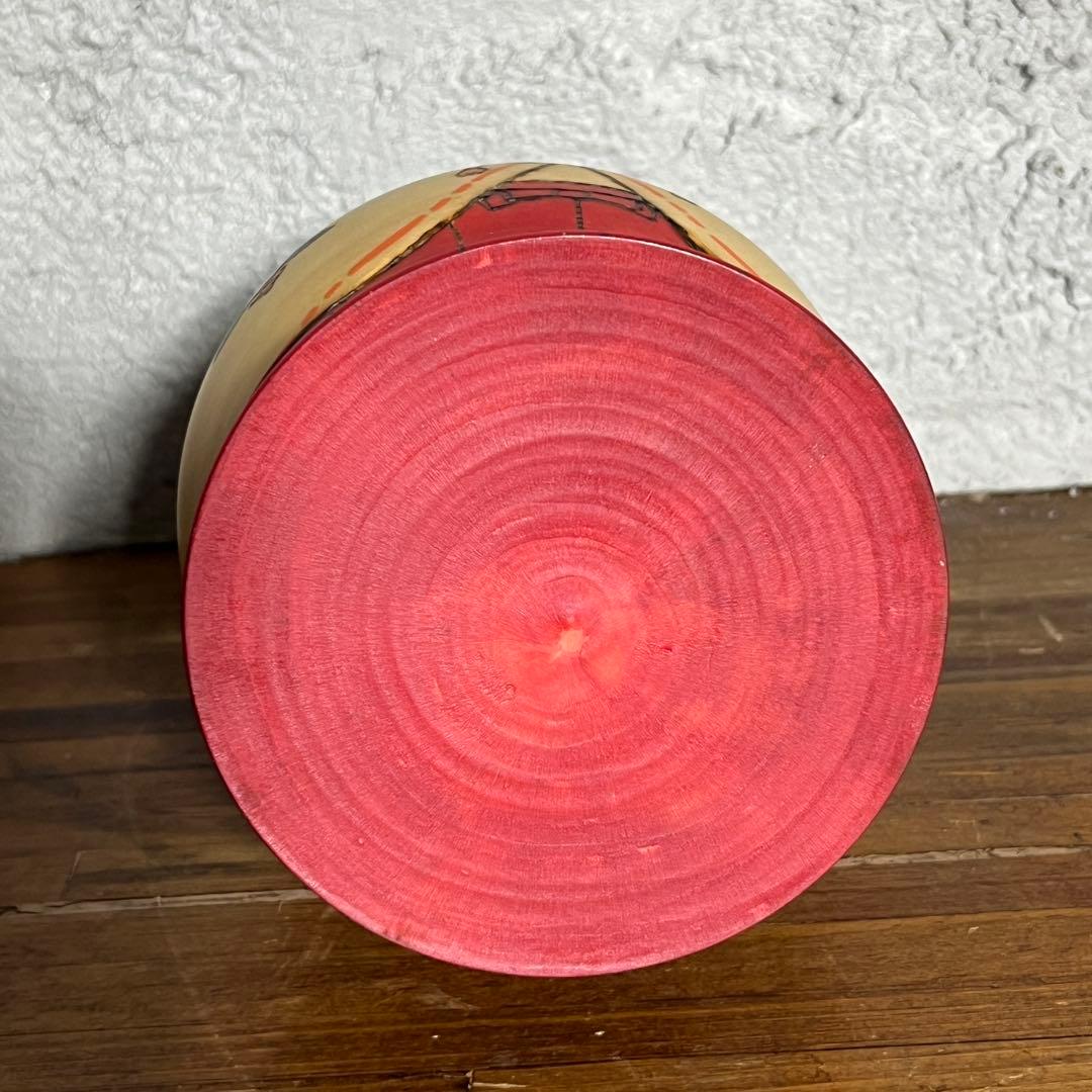 【現代名工】関口三作 作 おかめ こけし 木製人形 川連漆器 共箱付き