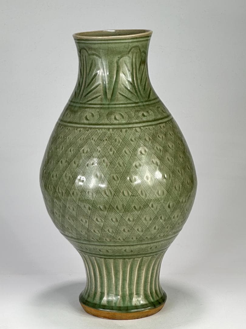 中国美術　龍泉窯　天龍寺　青磁　七官　花瓶　花器　時代　古物　唐物　明時代？