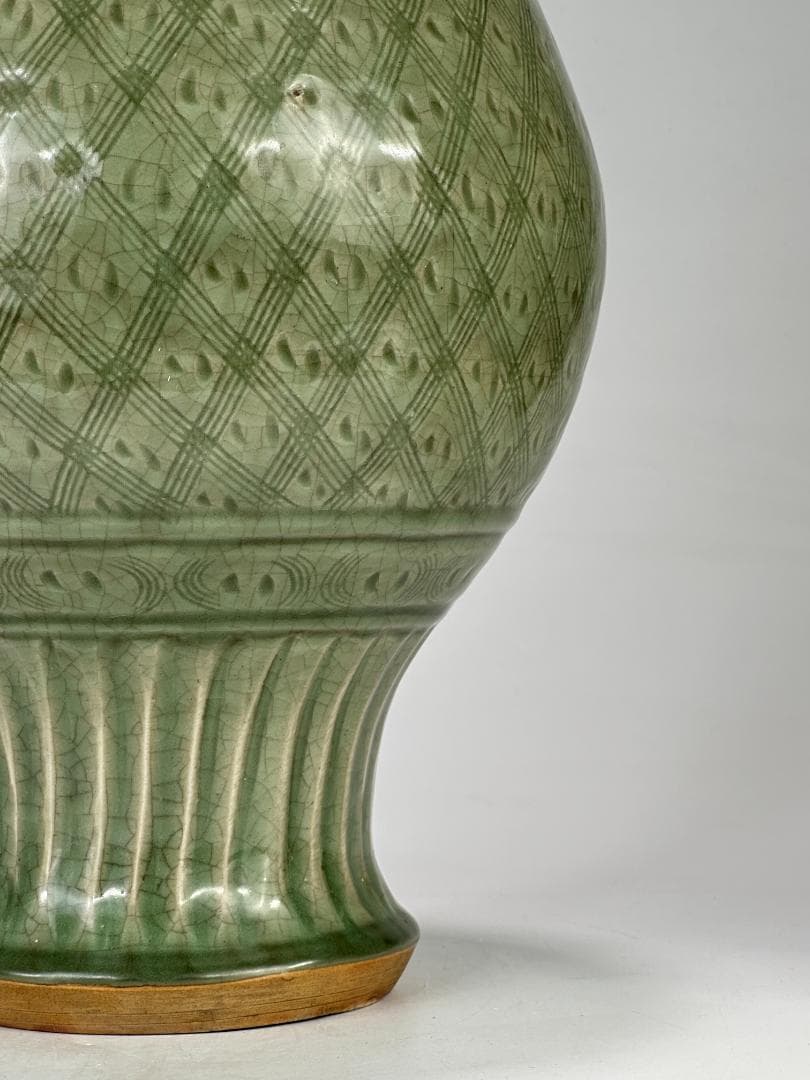 中国美術　龍泉窯　天龍寺　青磁　七官　花瓶　花器　時代　古物　唐物　明時代？