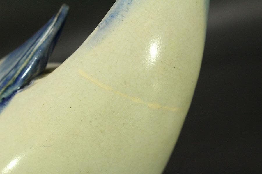 古清水 粟田焼 仁清写 鳳凰 香炉 25cmx11cm(LC639)