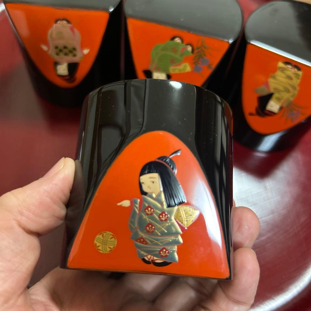 輪島塗　輪島漆器　大雅堂　摂田照彦　ぐい呑　童蒔絵　高級漆器　未使用希少品