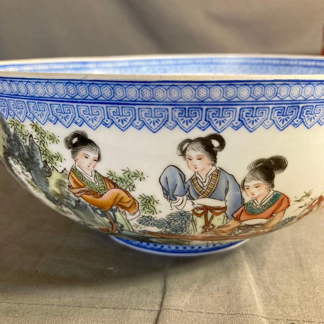 【景徳鎮製】景徳鎮の伝統　中国の名窯　乾隆年製　錦宮廷女官図　極薄胎　大鉢