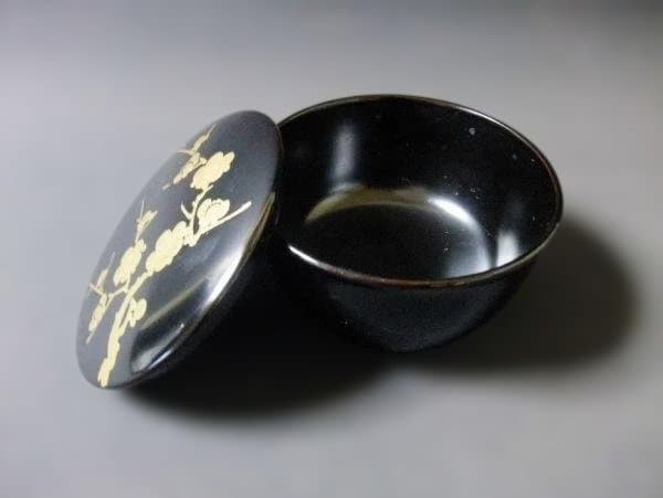 棗 茶入 金蒔絵 梅文 春秋用 別蓋付 本漆器 天然木 茶道具 春秋用 別蓋付