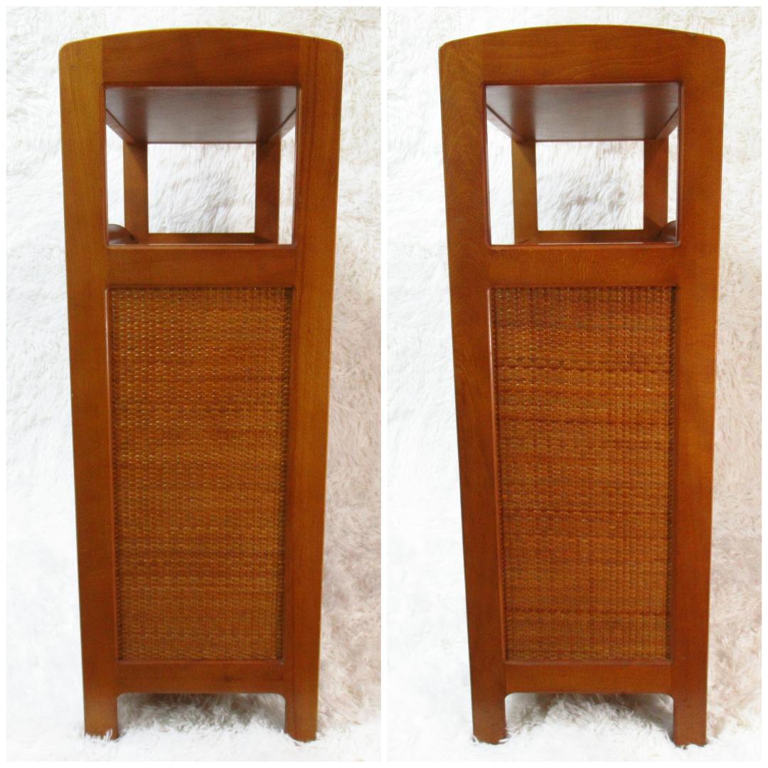 カリモク家具 ラタン キャビネット 電話代 棚 昭和レトロ オールドカリモク