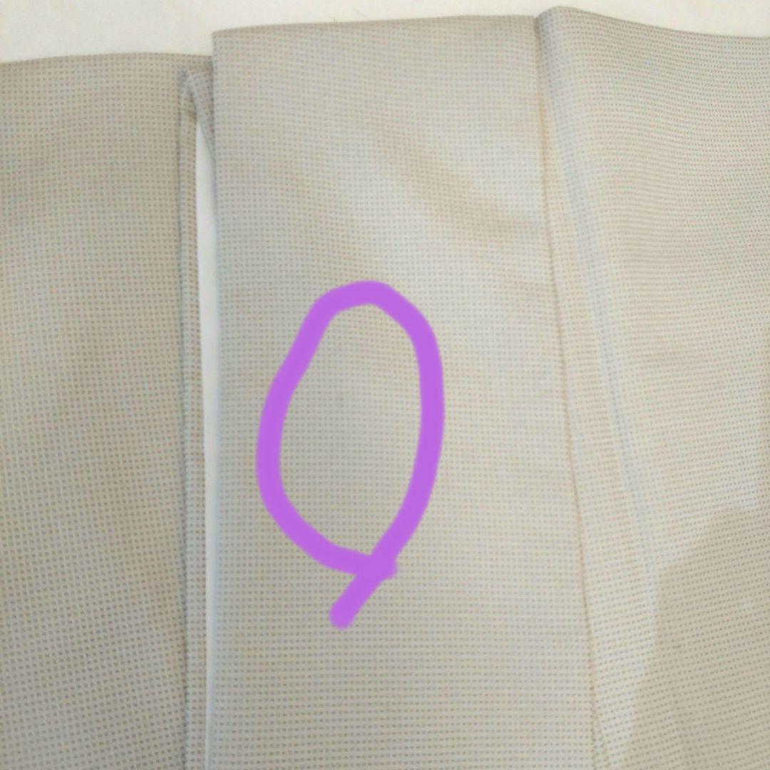 西陣御召　角通し柄　薄い抹茶色　袷　余り布あり　パールトーン加工済　着物のみ