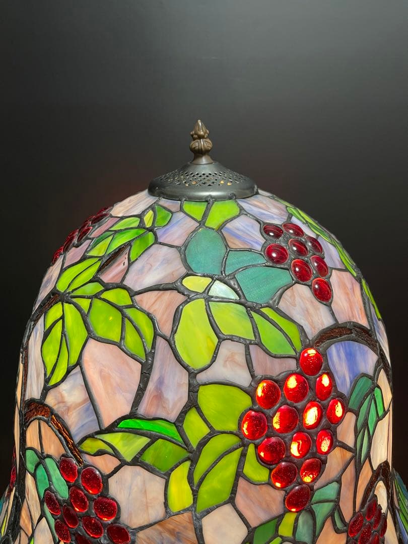 ヴィンテージ　ステンドグラステーブルスタンド　テーブルランプ　葡萄(大)88cm